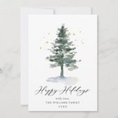 Minimale kerstfoto van de elegante pine-boom feestdagenkaart (Voorkant)