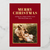 Minimale kerstfoto van Elegant Merry Folie Feestdagenkaart (Voorkant)