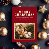 Minimale kerstfoto van Elegant Merry Folie Feestdagenkaart