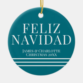 Minimale kerstfoto van Feliz Navidad Keramisch Ornament
