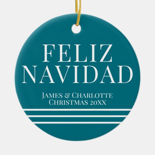 Minimale kerstfoto van Feliz Navidad Keramisch Ornament (Voorkant)