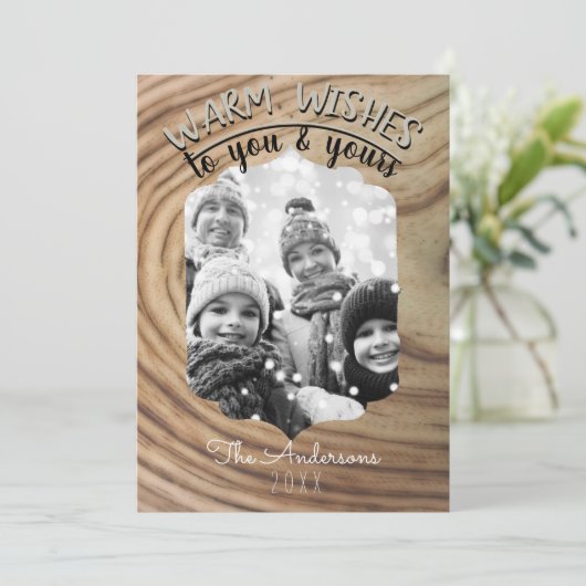 Minimale kerstfoto van Rustic Wood Holiday Kaart (Staand voorkant)