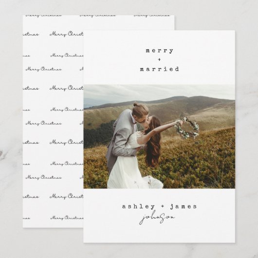Minimale kerstfoto voor Merry & Married Feestdagenkaart (Voorkant / Achterkant)