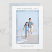 MINIMALE KERSTFOTOKAART STRAND FLORIDA FEESTDAGENKAART (Voorkant / Achterkant)