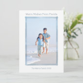 MINIMALE KERSTFOTOKAART STRAND FLORIDA FEESTDAGENKAART (Staand voorkant)