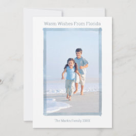 MINIMALE KERSTFOTOKAART STRAND FLORIDA FEESTDAGENKAART