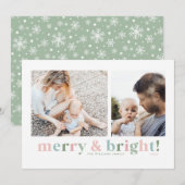 Minimale kerstfotokaarten voor Merry & Bright kers Feestdagenkaart (Voorkant / Achterkant)