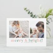 Minimale kerstfotokaarten voor Merry & Bright kers Feestdagenkaart (Staand voorkant)