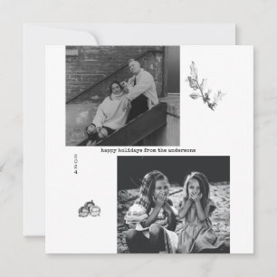 Minimale kerstfoto's met zwarte en witte kunst feestdagenkaart