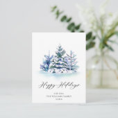 Minimale kerstgroet met elegante pinebomen briefkaart (Staand voorkant)