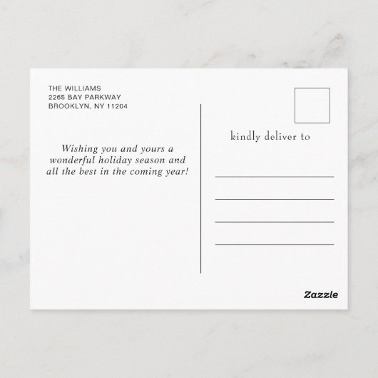 Minimale kerstgroet met elegante pinebomen briefkaart (Achterkant)