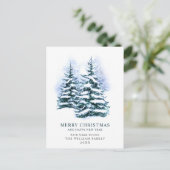 Minimale kerstgroet met elegante pinebomen briefkaart (Staand voorkant)