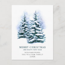 Minimale kerstgroet met elegante pinebomen