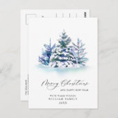 Minimale kerstgroet met elegante pinebomen briefkaart (Voorkant / Achterkant)