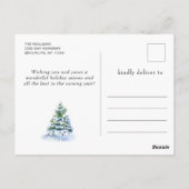 Minimale kerstgroet met elegante pinebomen briefkaart (Achterkant)