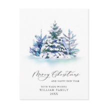 Minimale kerstgroet met elegante pinebomen