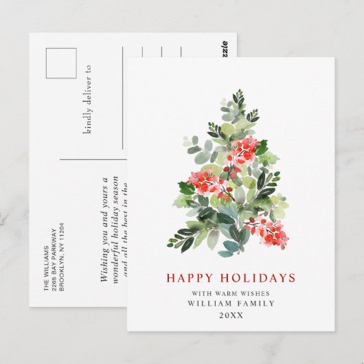 Minimale kerstgroet met elegante pinebomen briefkaart (Voorkant / Achterkant)