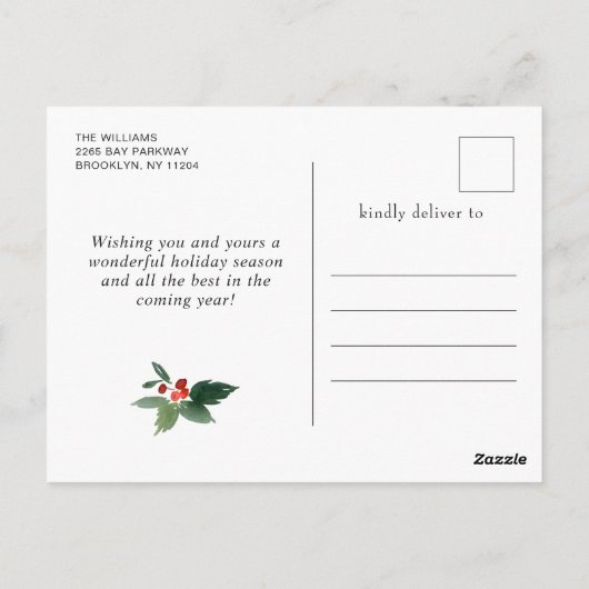 Minimale kerstgroet met elegante pinebomen briefkaart (Achterkant)