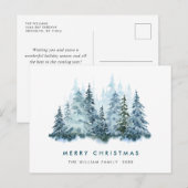 Minimale kerstgroet met elegante pinebomen briefkaart (Voorkant / Achterkant)