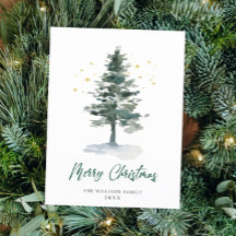 Minimale kerstgroet met elegante pinebomen