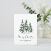 Minimale kerstgroet met elegante pinebomen briefkaart (Staand voorkant)