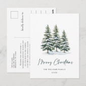 Minimale kerstgroet met elegante pinebomen briefkaart (Voorkant / Achterkant)