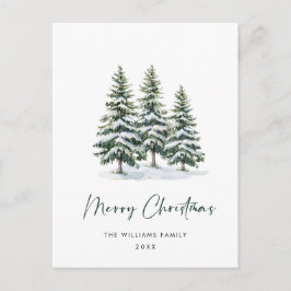 Minimale kerstgroet met elegante pinebomen briefkaart