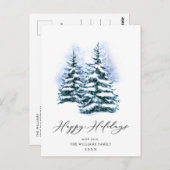 Minimale kerstgroet met elegante pinebomen briefkaart (Voorkant / Achterkant)