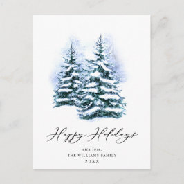 Minimale kerstgroet met elegante pinebomen briefkaart