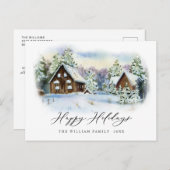 Minimale kerstgroet met elegante pinebomen briefkaart (Voorkant / Achterkant)