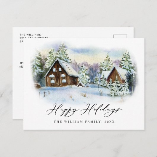 Minimale kerstgroet met elegante pinebomen briefkaart (Voorkant / Achterkant)