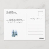 Minimale kerstgroet met elegante pinebomen briefkaart (Achterkant)