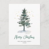Minimale kerstgroet met elegante pinebomen briefkaart (Voorkant)