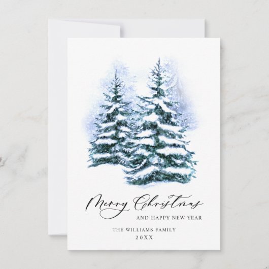 Minimale kerstgroet met elegante pinebomen feestdagenkaart (Voorkant)