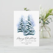 Minimale kerstgroet met elegante pinebomen feestdagenkaart (Staand voorkant)