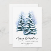 Minimale kerstgroet met elegante pinebomen feestdagenkaart (Voorkant / Achterkant)