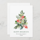 Minimale kerstgroet met elegante pinebomen feestdagenkaart (Voorkant / Achterkant)