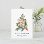 Minimale kerstgroet met elegante pinebomen feestdagenkaart (Staand voorkant)