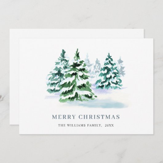 Minimale kerstgroet met elegante pinebomen feestdagenkaart (Voorkant / Achterkant)