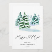 Minimale kerstgroet met elegante pinebomen feestdagenkaart (Voorkant / Achterkant)