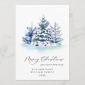 Minimale kerstgroet met elegante pinebomen feestdagenkaart (Voorkant)