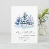 Minimale kerstgroet met elegante pinebomen feestdagenkaart (Staand voorkant)