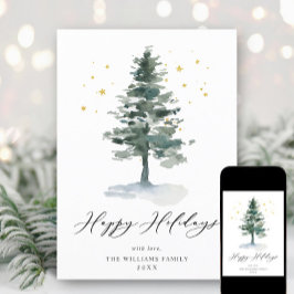 Minimale kerstgroet met elegante pinebomen feestdagenkaart