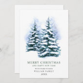 Minimale kerstgroet met elegante pinebomen feestdagenkaart (Voorkant / Achterkant)