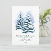 Minimale kerstgroet met elegante pinebomen feestdagenkaart (Staand voorkant)