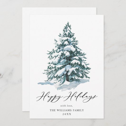 Minimale kerstgroet met elegante pinebomen feestdagenkaart (Voorkant / Achterkant)