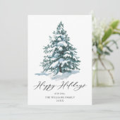 Minimale kerstgroet met elegante pinebomen feestdagenkaart (Staand voorkant)