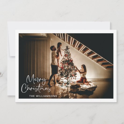 Minimale kersthandschrift met fotoscript feestdagenkaart (Voorkant)