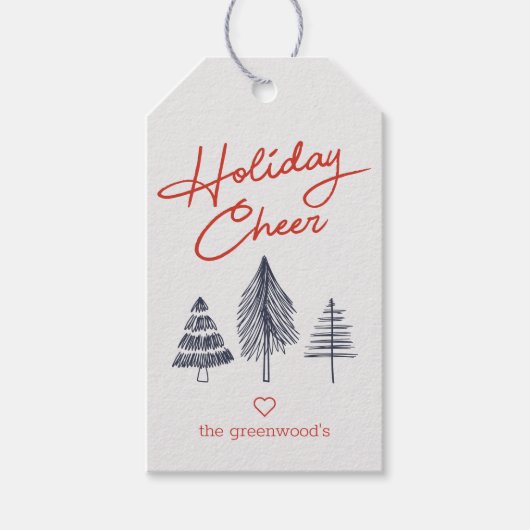 Minimale Kerstkaart Labels Cadeaulabel (Voorkant)