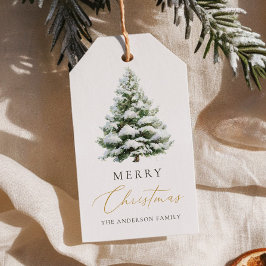 Minimale Kerstkaart met dennenboom Cadeaulabel